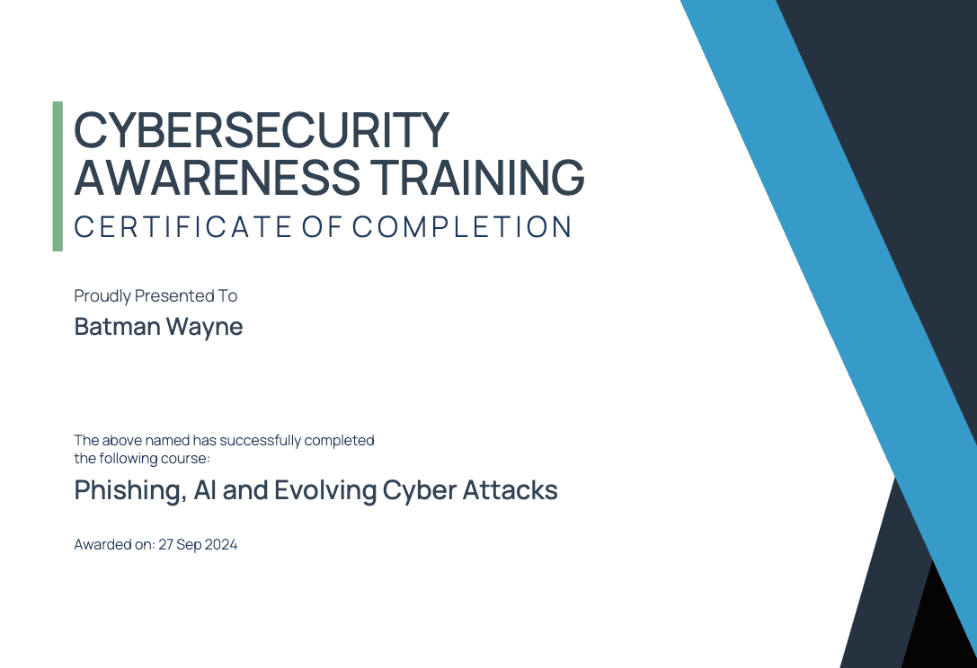 Course Completion Certificates and Reverse Failed Phish