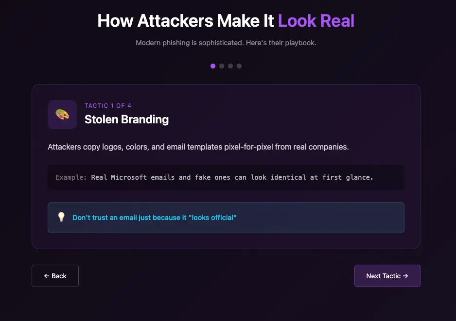 Interactive training course interface