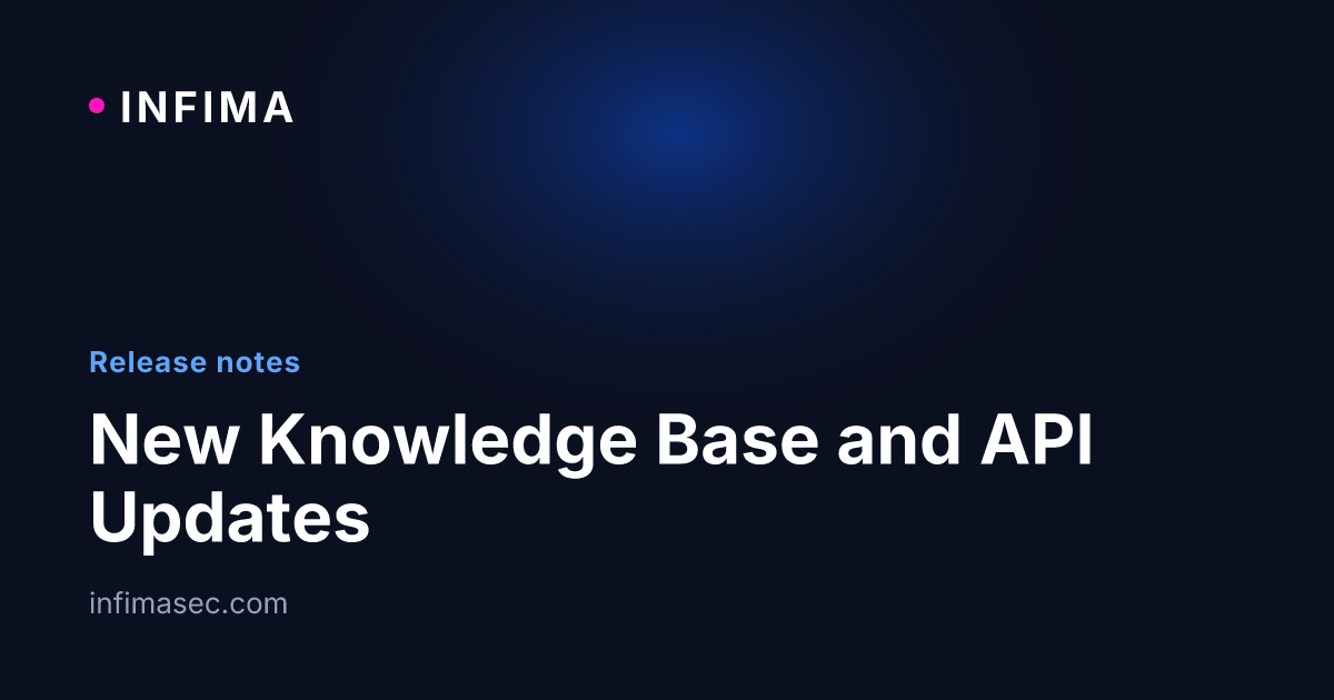 New Knowledge Base and API Updates - Release Notes - INFIMA Security